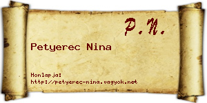 Petyerec Nina névjegykártya